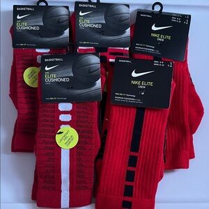 Nike Elite Cushioned Crew Socks - Red and Black